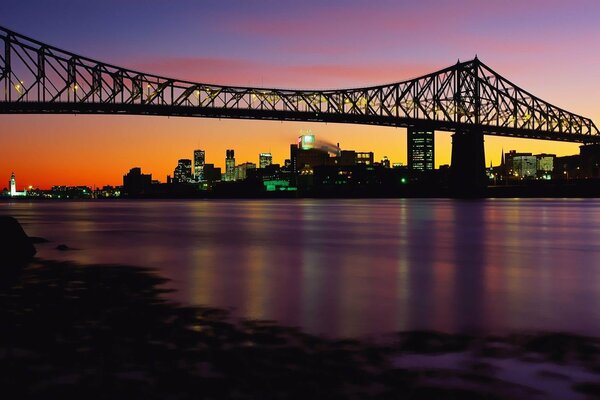 Bridge in the light of the night sky