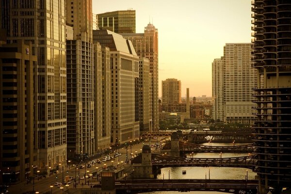 Modern e skyscrapers in the big city, America