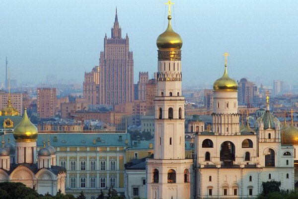 Cathedral on the background of the morning city