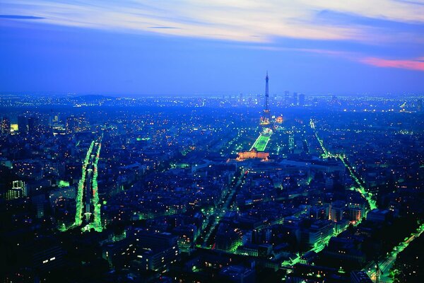 Night lights illuminating Paris