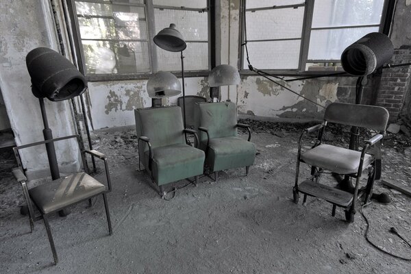 Barber room in an abandoned room