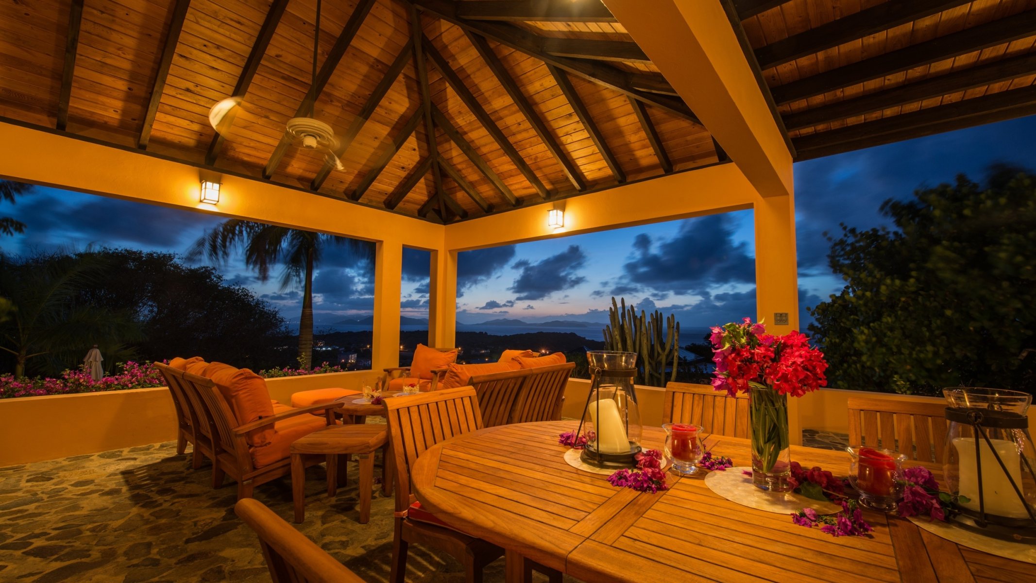 verandah tables chairs lighting view