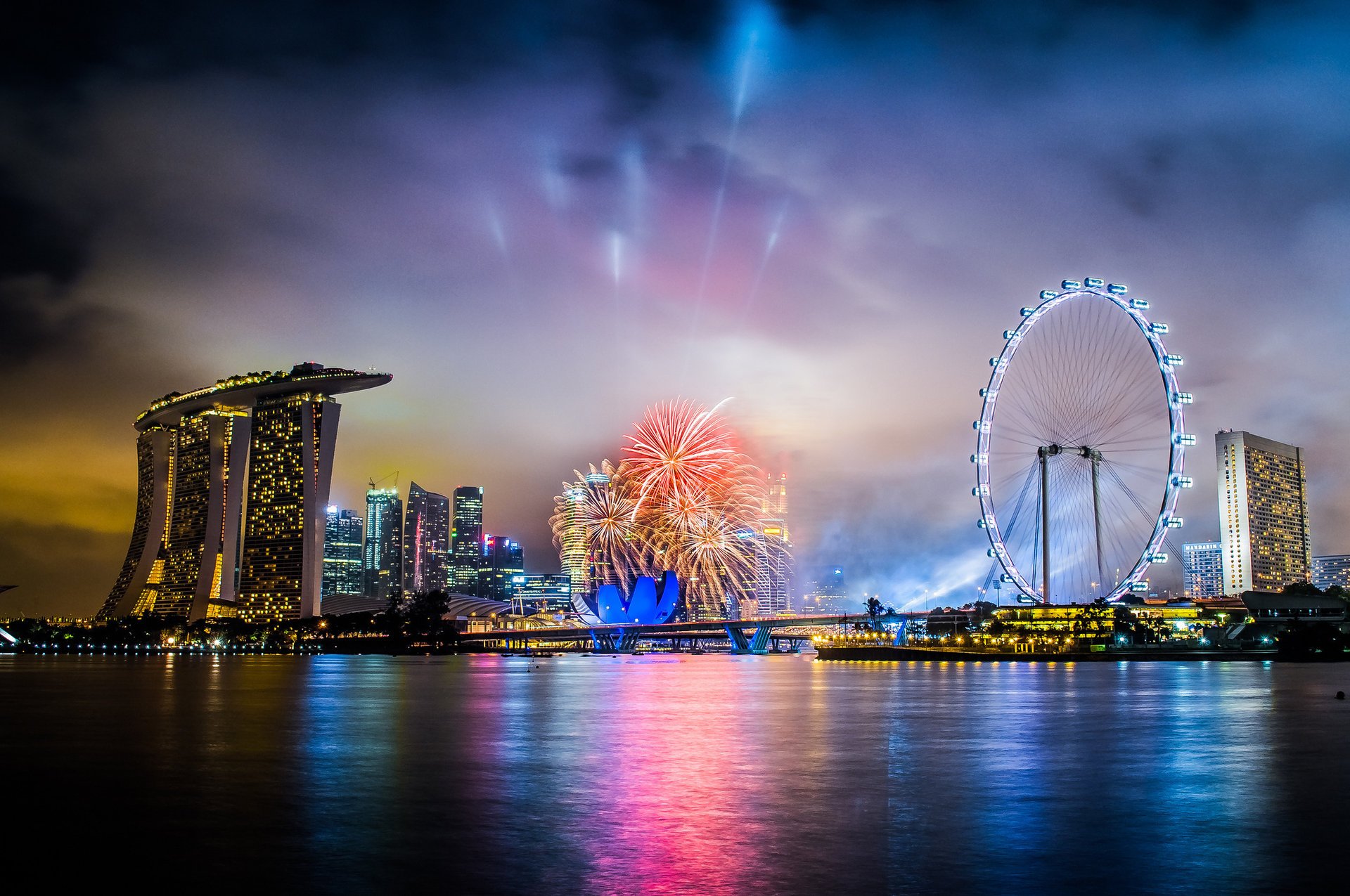 stadt singapur hotel gruß nacht urlaub feuerwerk