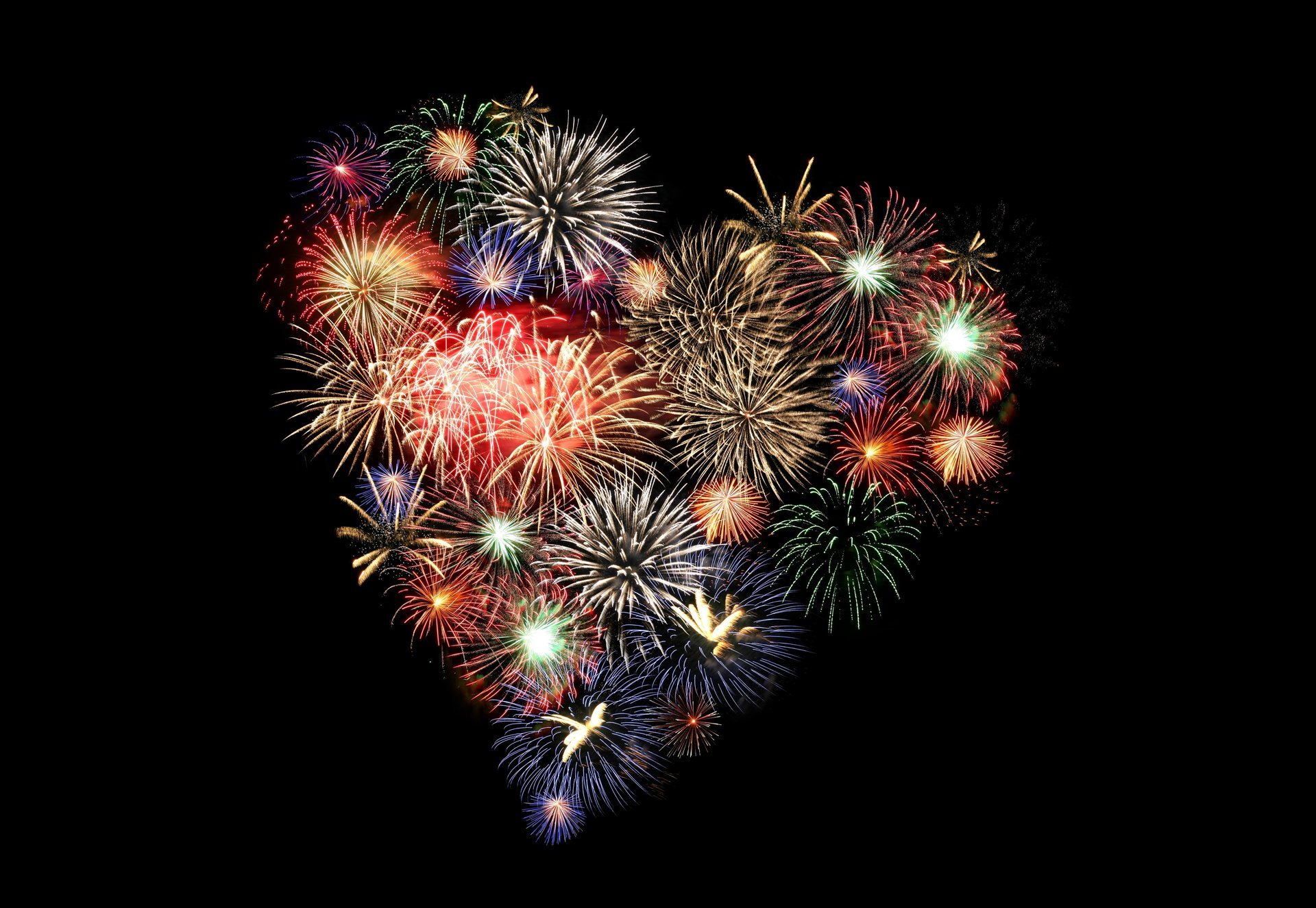 fuochi d artificio saluto cuore cielo vacanza notte