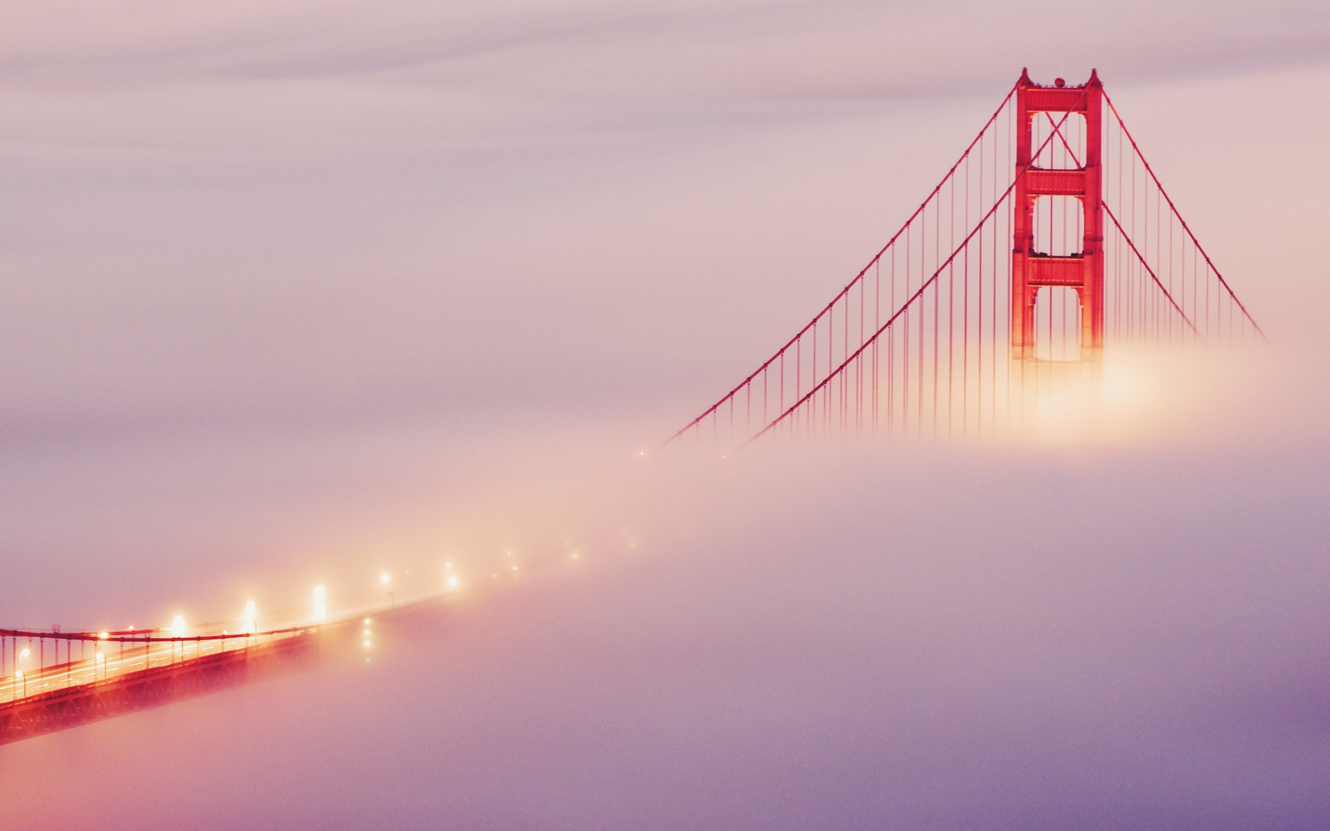 golden gate bridge ponte san francisco luci nebbia