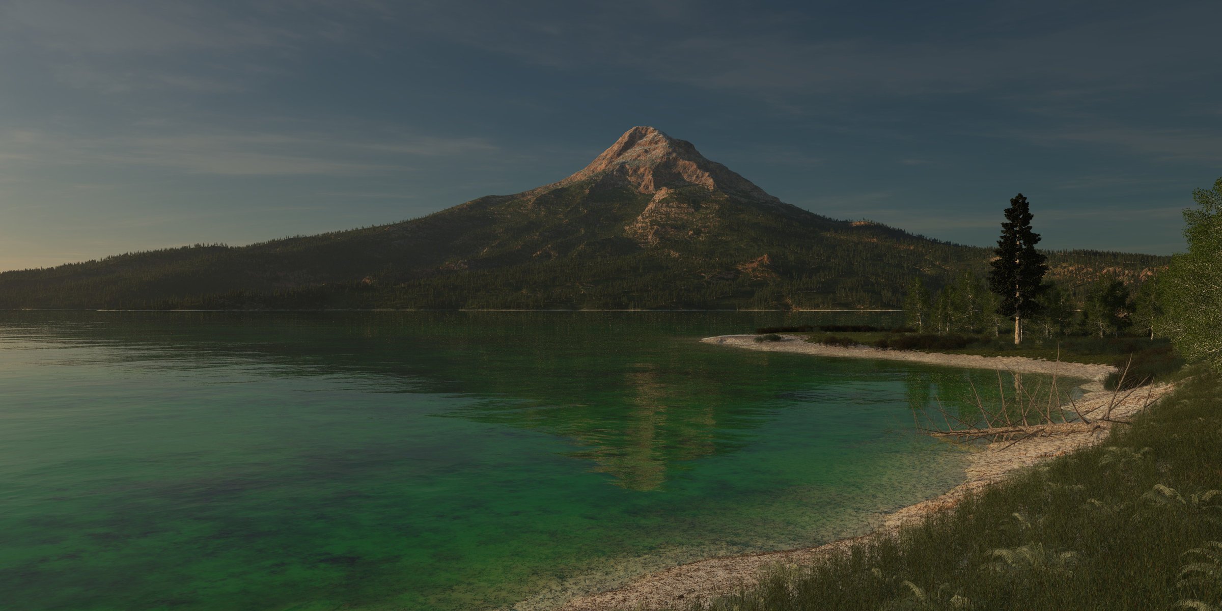 montagna alberi lago foresta arte acqua natura