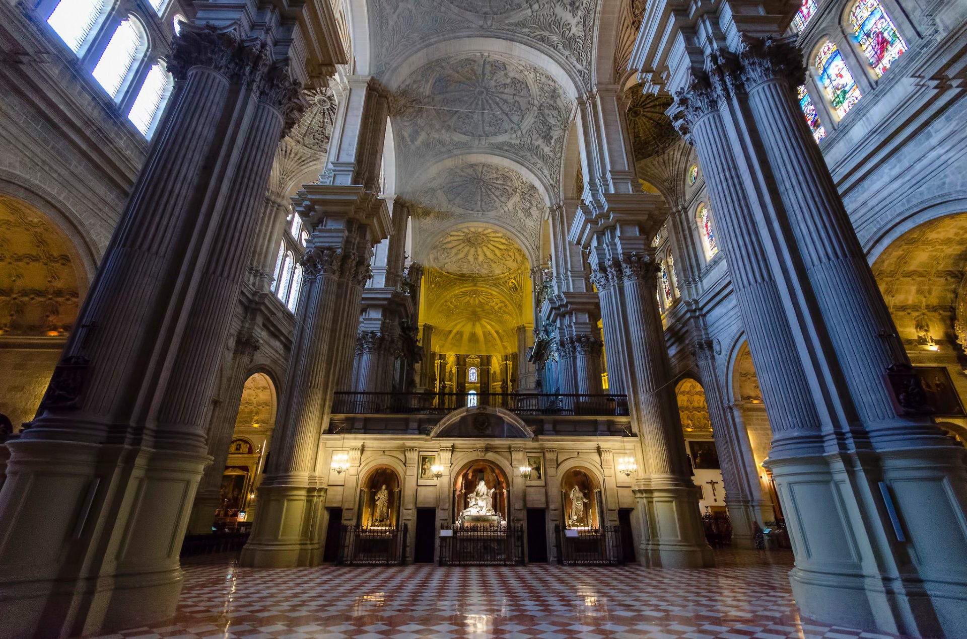 malaga spain cathedral column nave religion