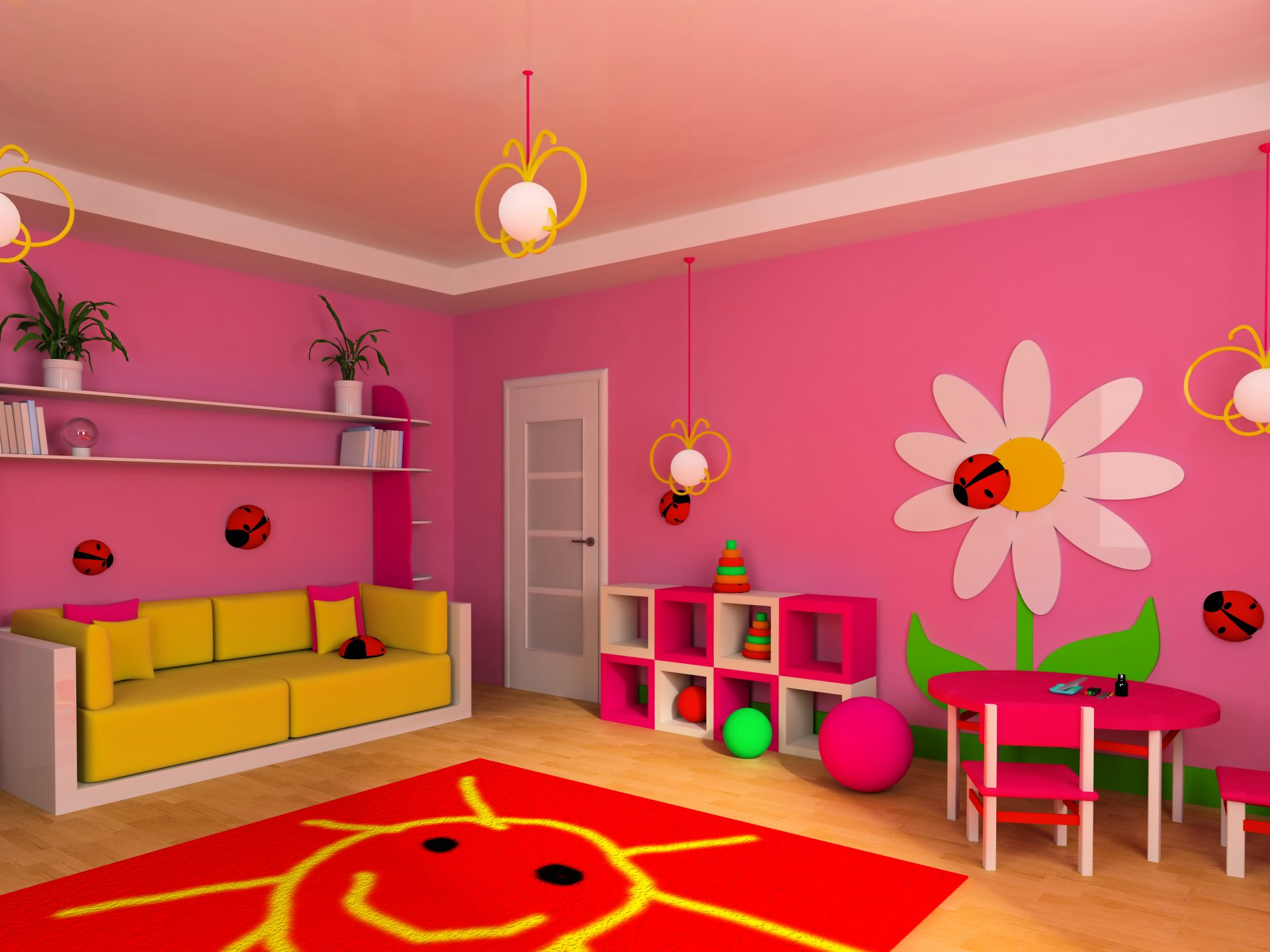 interni per bambini giocattoli di design divano tappeto lampadario foto