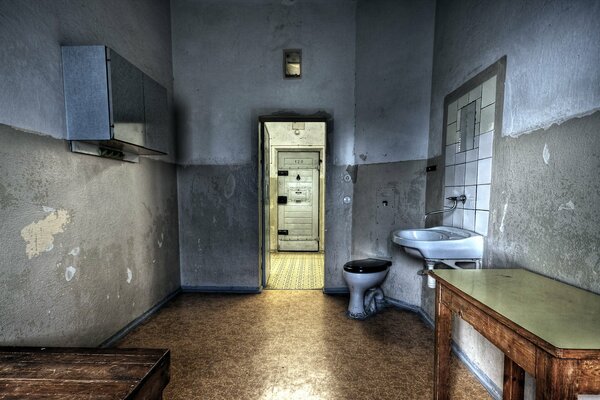 Interior of a prison cell for prisoners