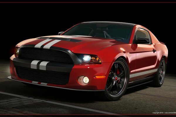 Coche Mustang rojo en 3d