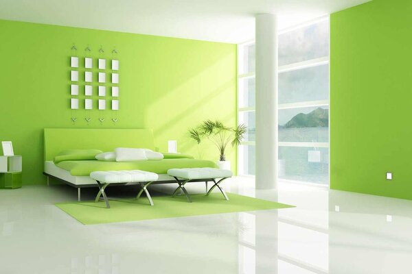 Interior bedrooms in green