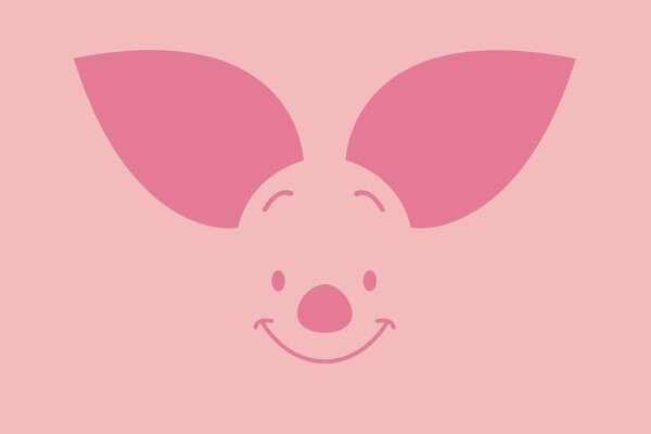 A heel on a pink background with dark one-time ears and a smile