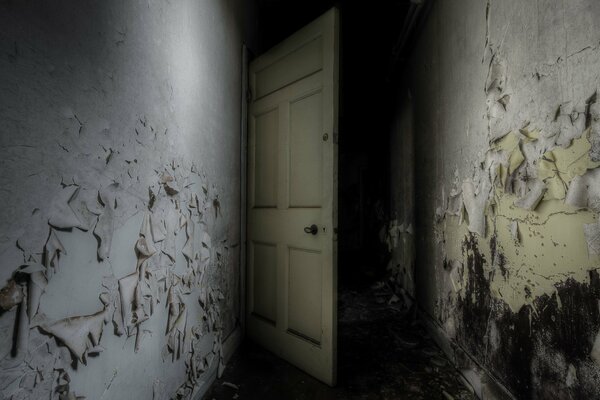 Light green door in the abandoned house