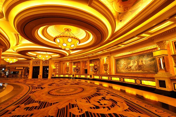 Chandelier in the casino hall in Las Vegas