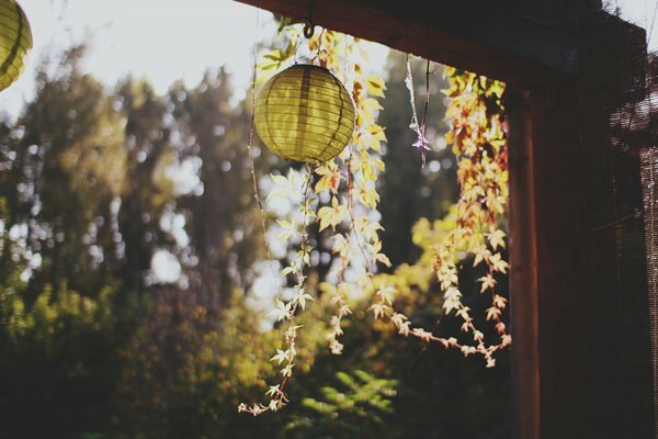 Chinese flashlight on a wooden frame