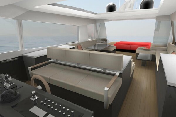 Graphic interior of a large yacht