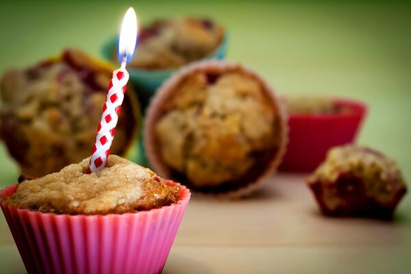 Sweet cupcake with one candle