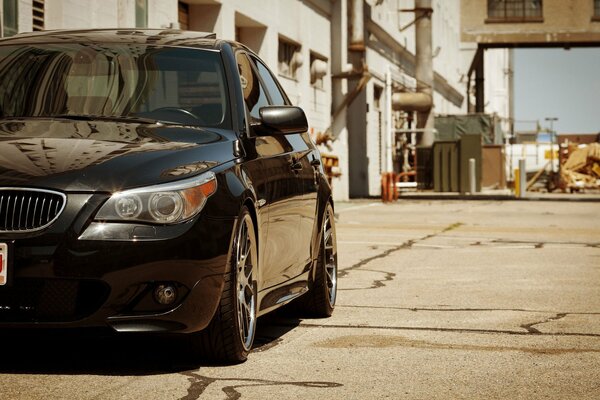 Black BMW in the production area