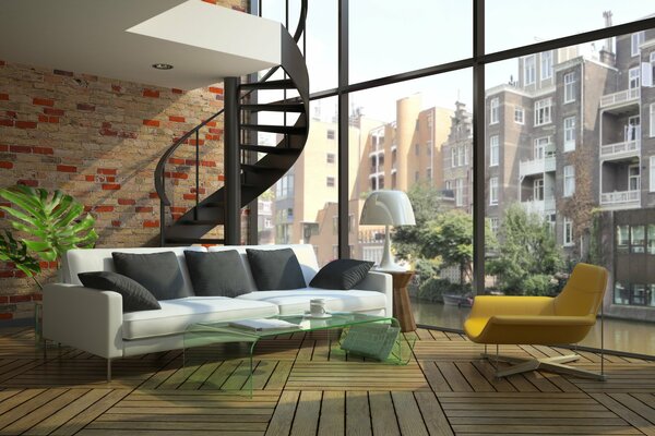 Loft moderno con vistas al patio