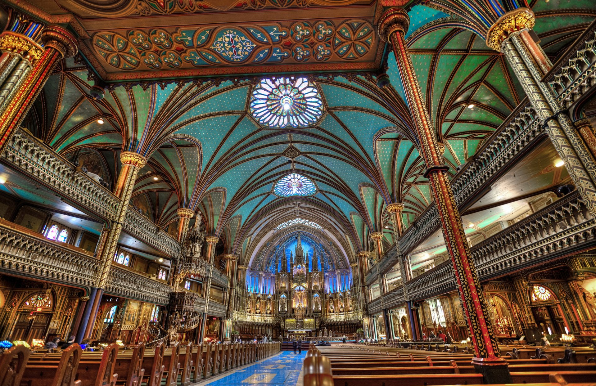 katedra matki bożej montrealskiej bazylika notre dame de montreal kanada kościół kolumna balkon religia