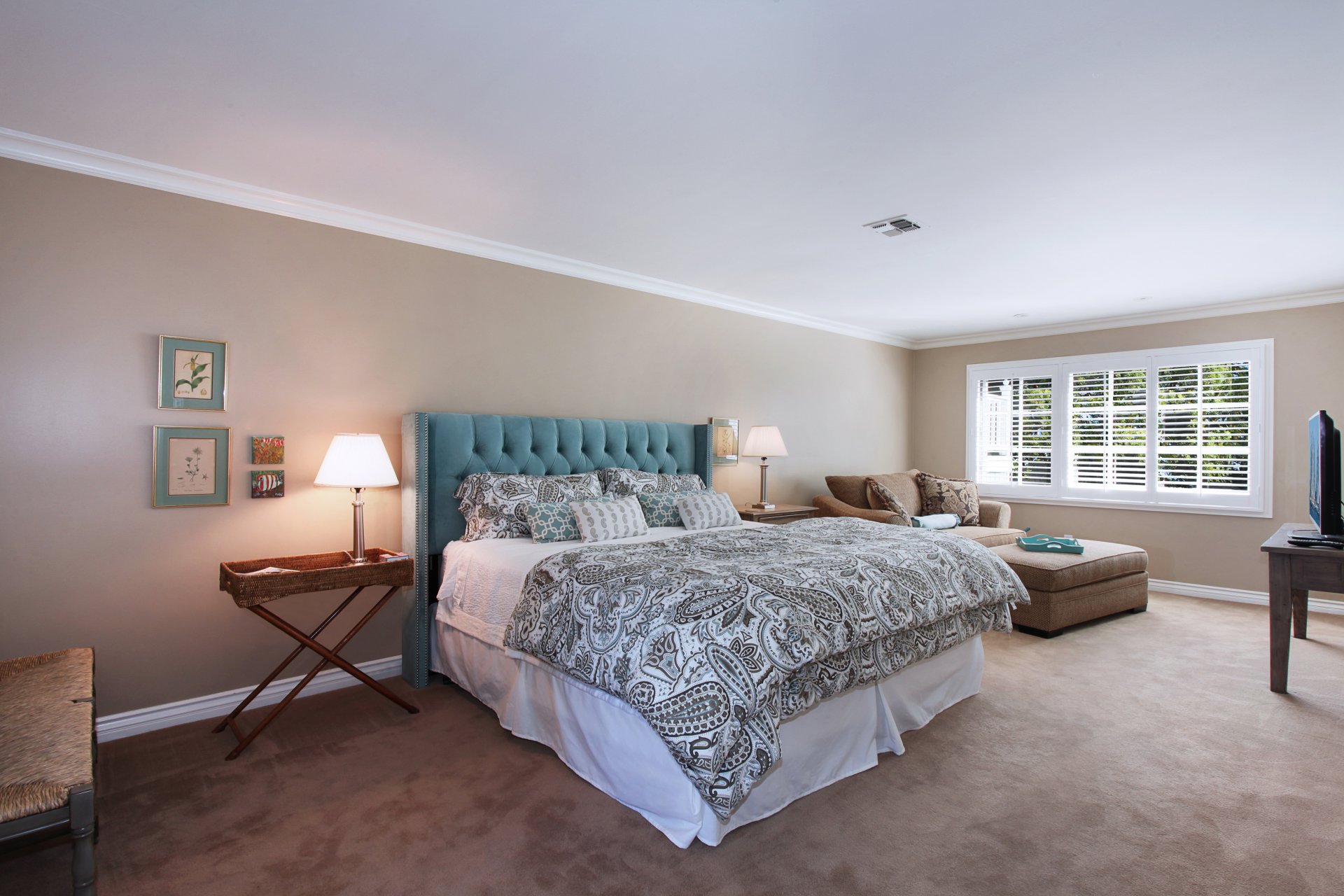 interior design bedroom bed light photo