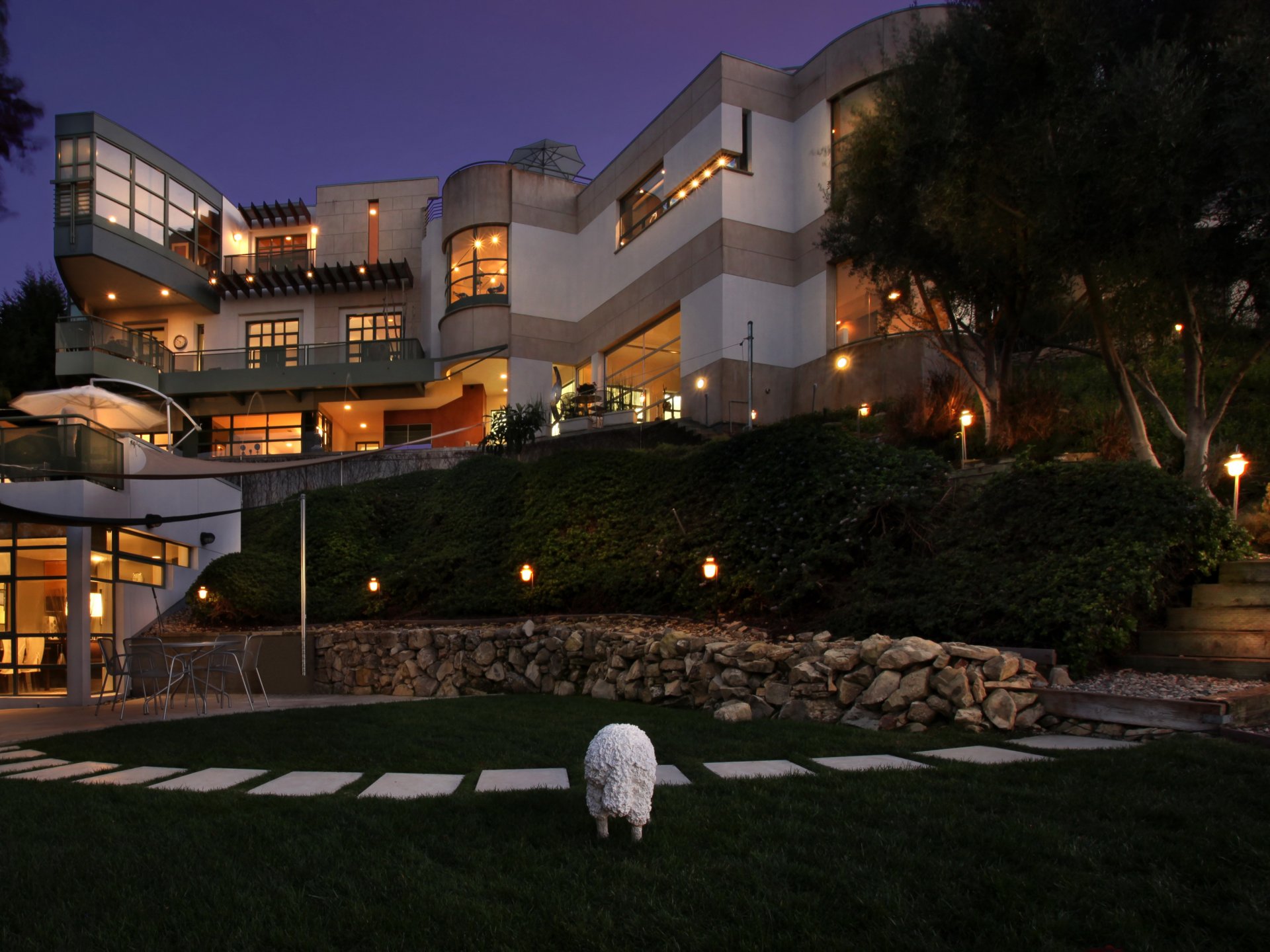 usa exteriors houses home santa monica california cities house evening grass trees exterior