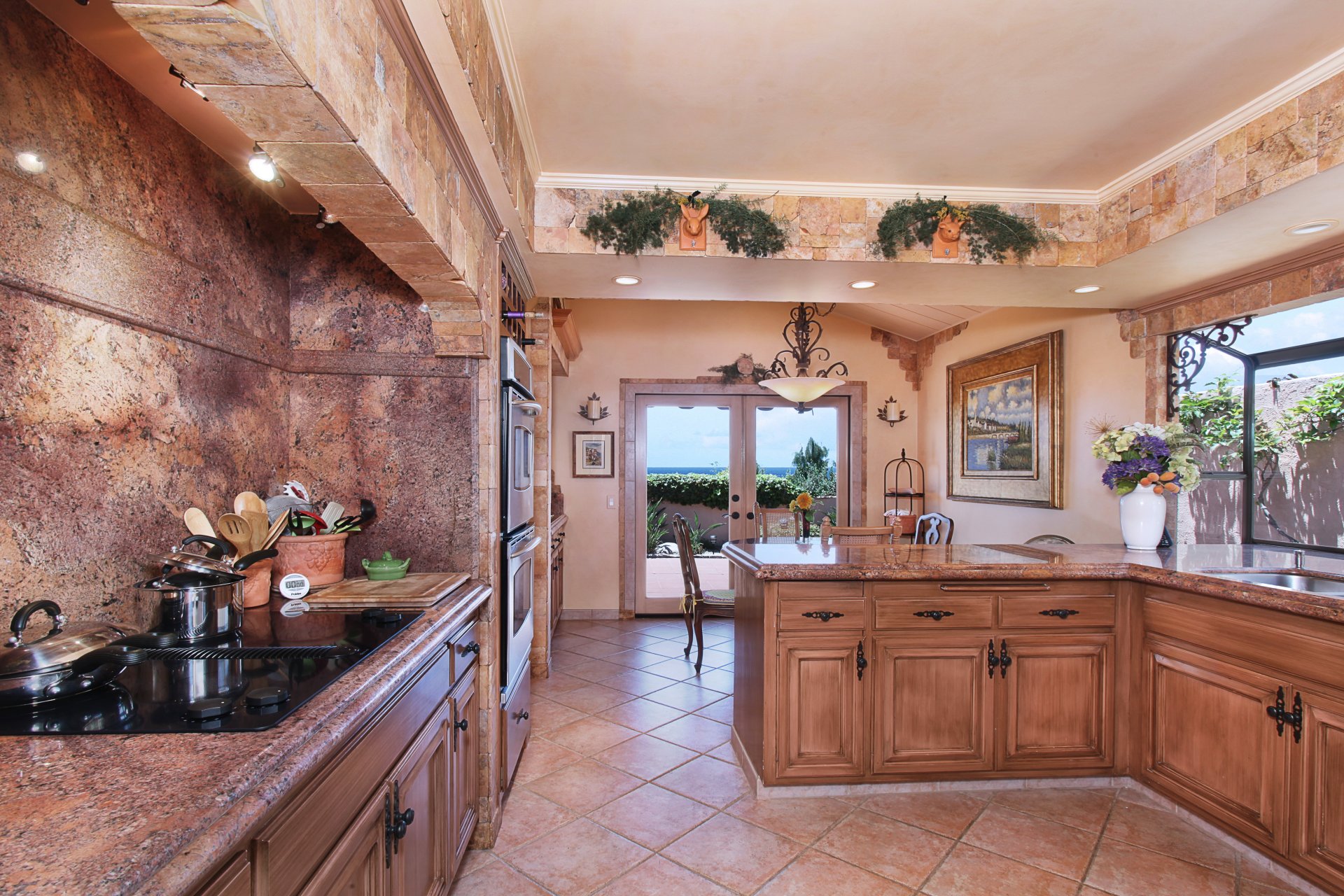 interior kitchen design stone flower photo