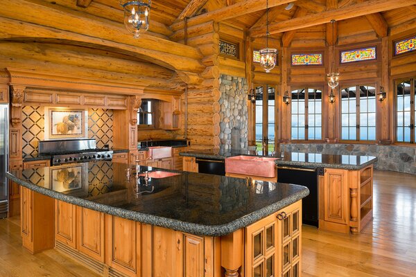 Cocina de madera como de una revista