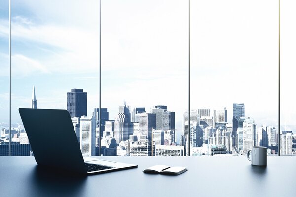 Vista desde la ventana de la oficina desde el rascacielos