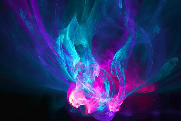 Abstract multicolored fire on the background