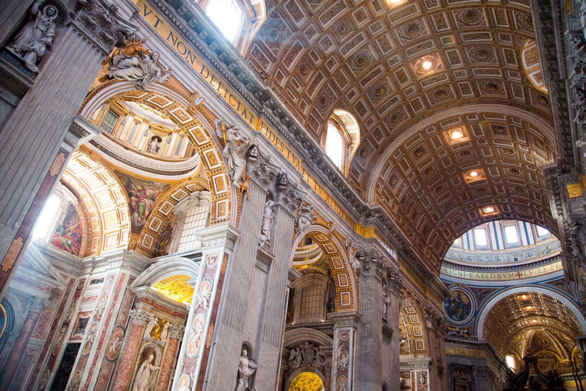 vatican city st. peter s basilica nave column painting