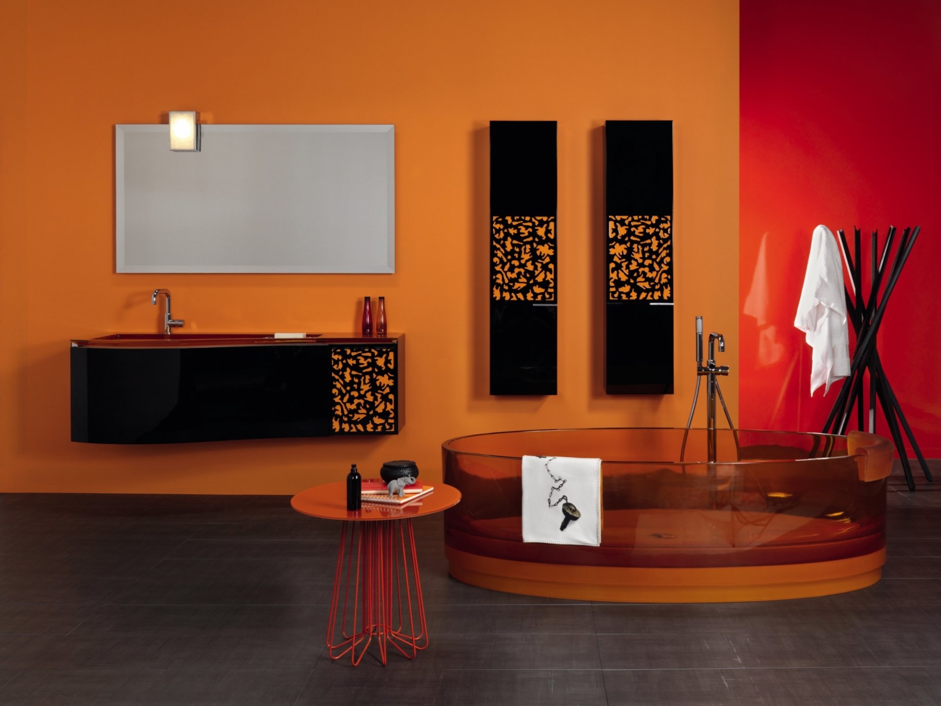 badezimmer orange badewanne interieur design