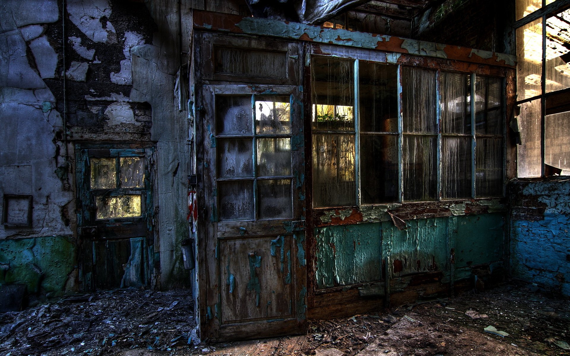 bâtiments abandonnés boue verre fenêtre