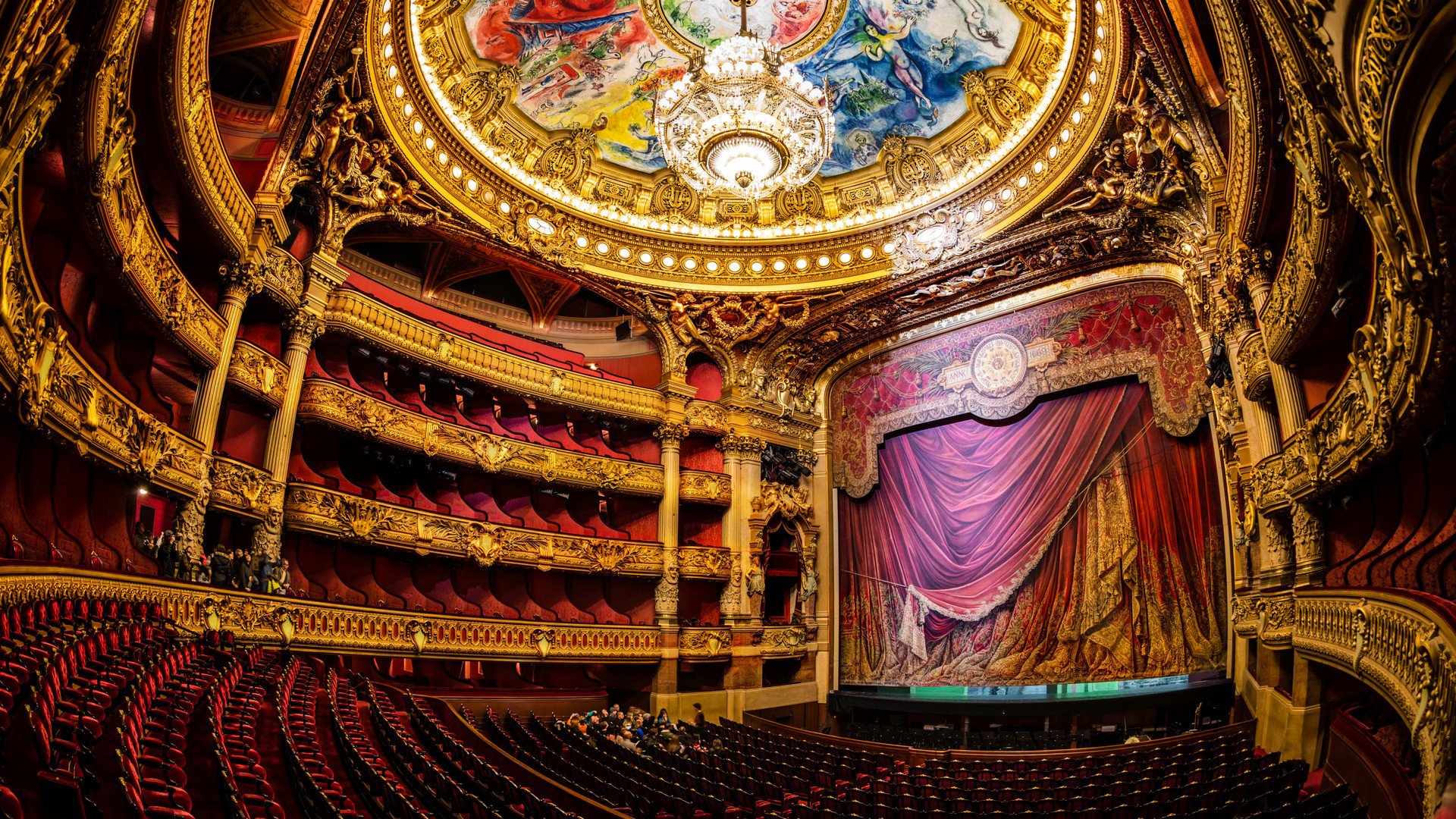 paryż opera teatr sala scena żyrandol