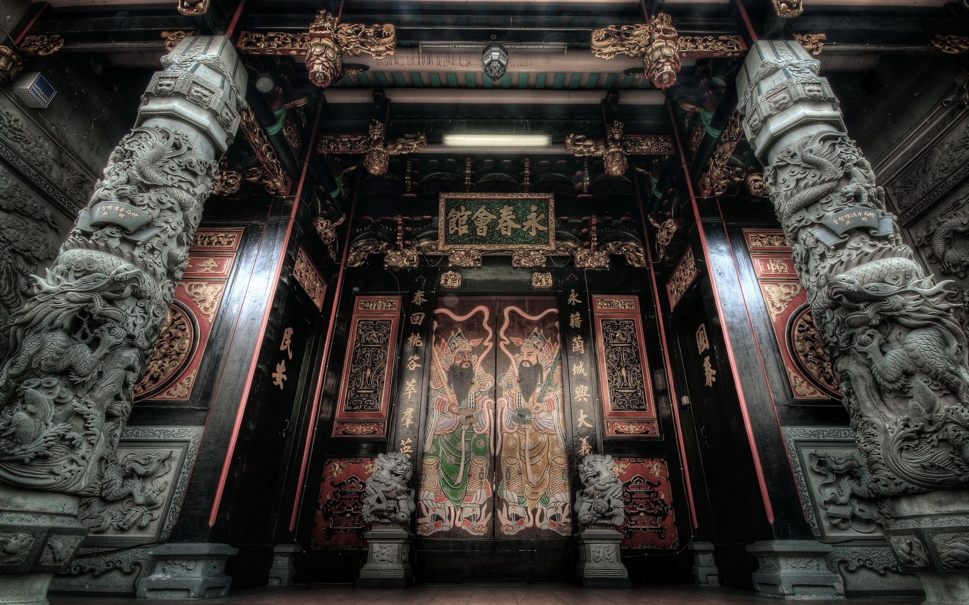 temple columns door oriental