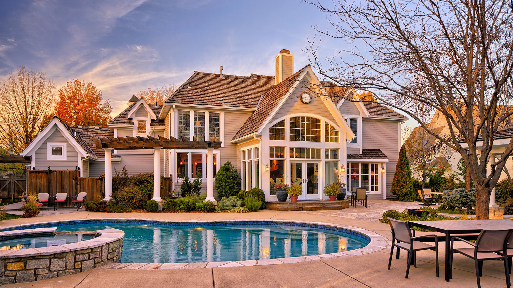 house building yard pool landscape