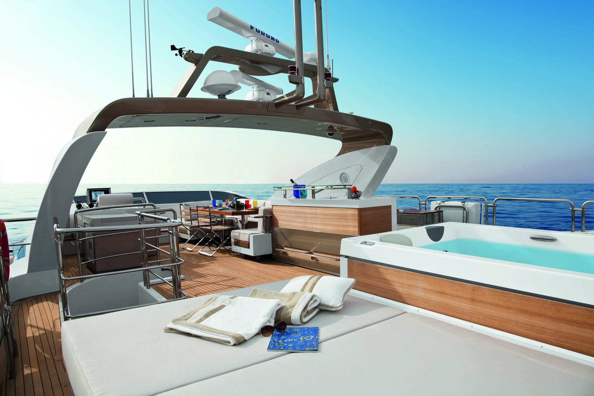 intérieur style design yacht suite pont panneau de commande table jacuzzi