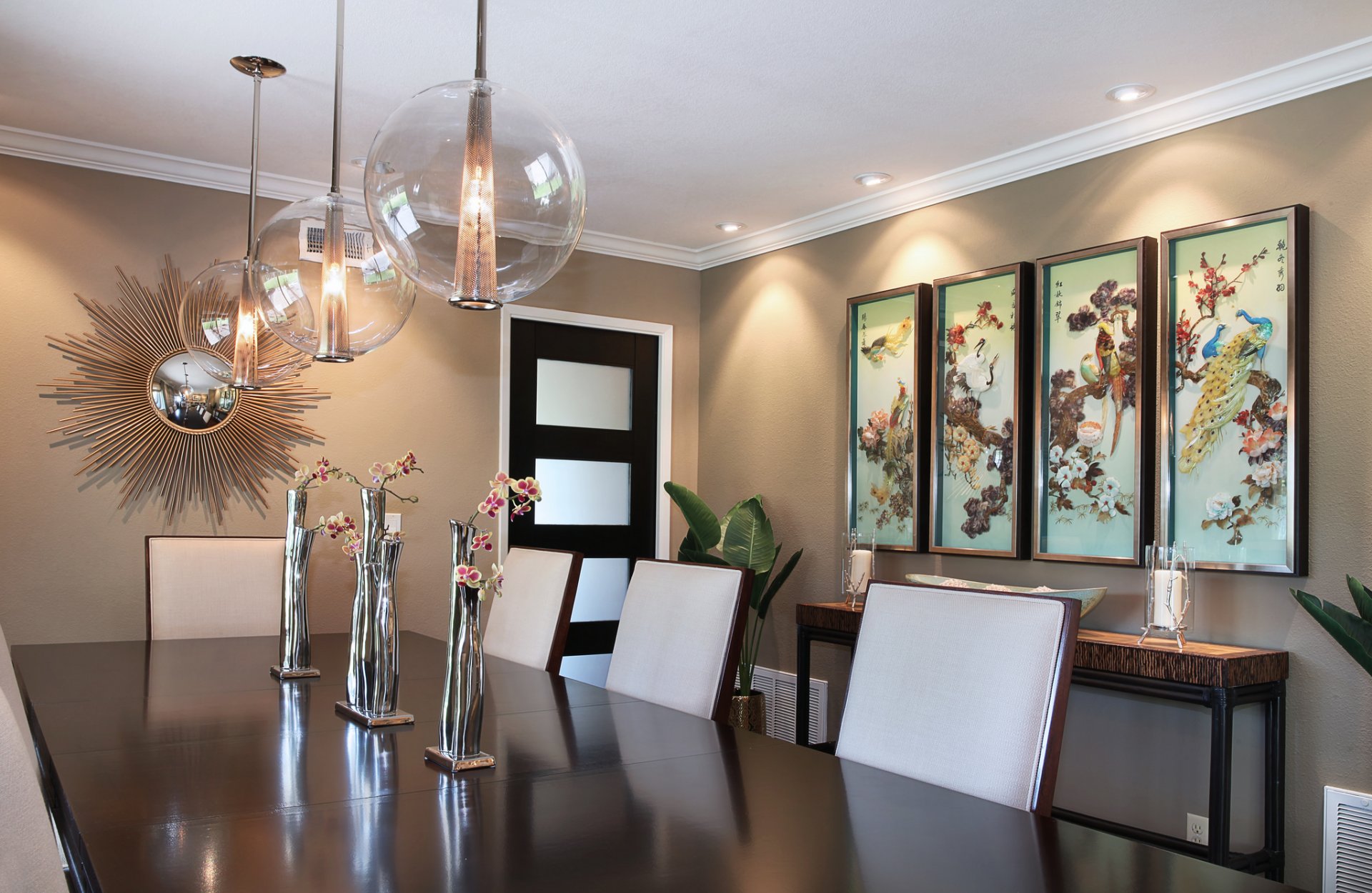 comedor estilo diseño muebles candelabros pinturas