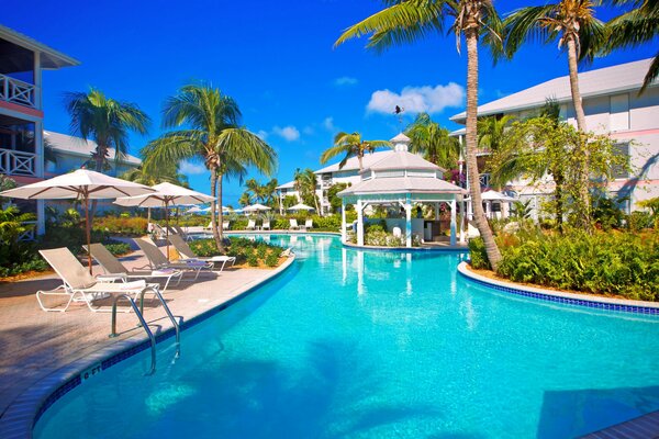 Swimming pool with clear blue water