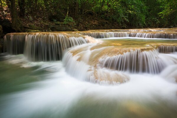 Small waterfalls in the middle of the river