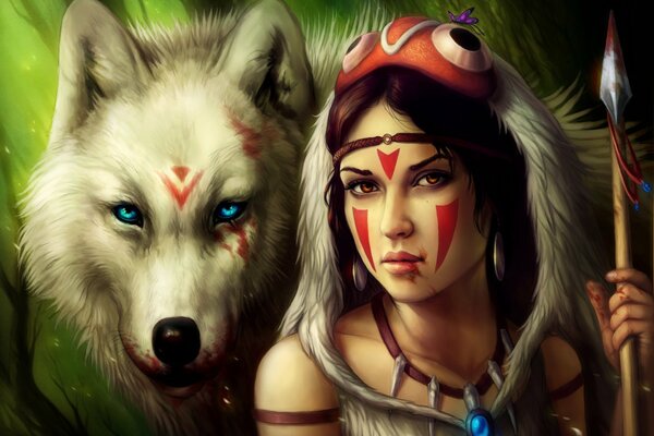 Princesse Mononoke avec le loup