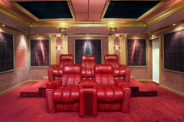 Hotel room red chairs