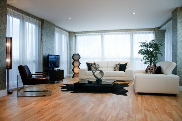 Bright, cozy living room in the house