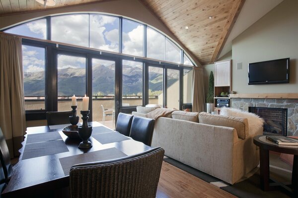 A stylish design living space with a stunning view from the window