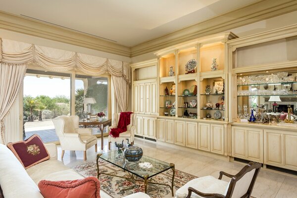 The interior of the living room in a classic style