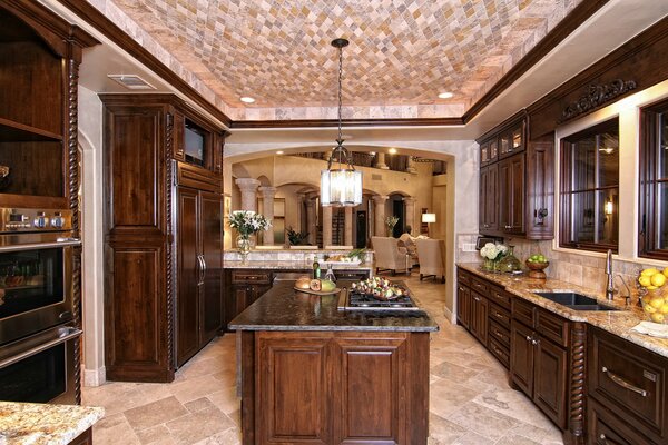 Interior kitchen with beautiful furniture