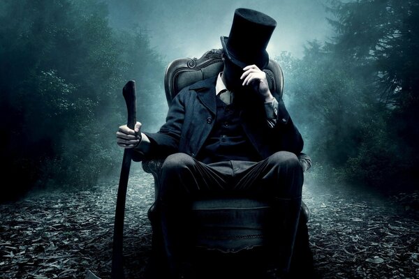 A top hat and an axe are attributes of a vampire hunter