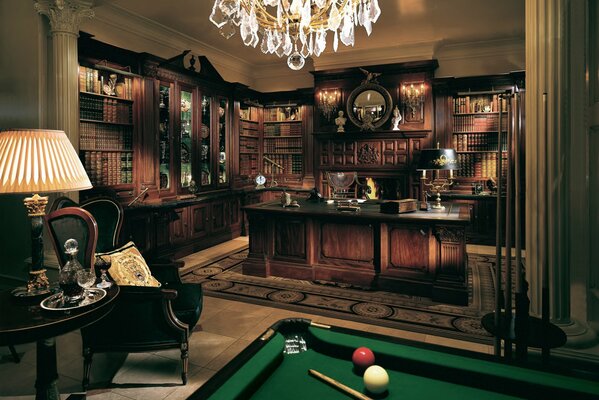 Classic antique office with billiards