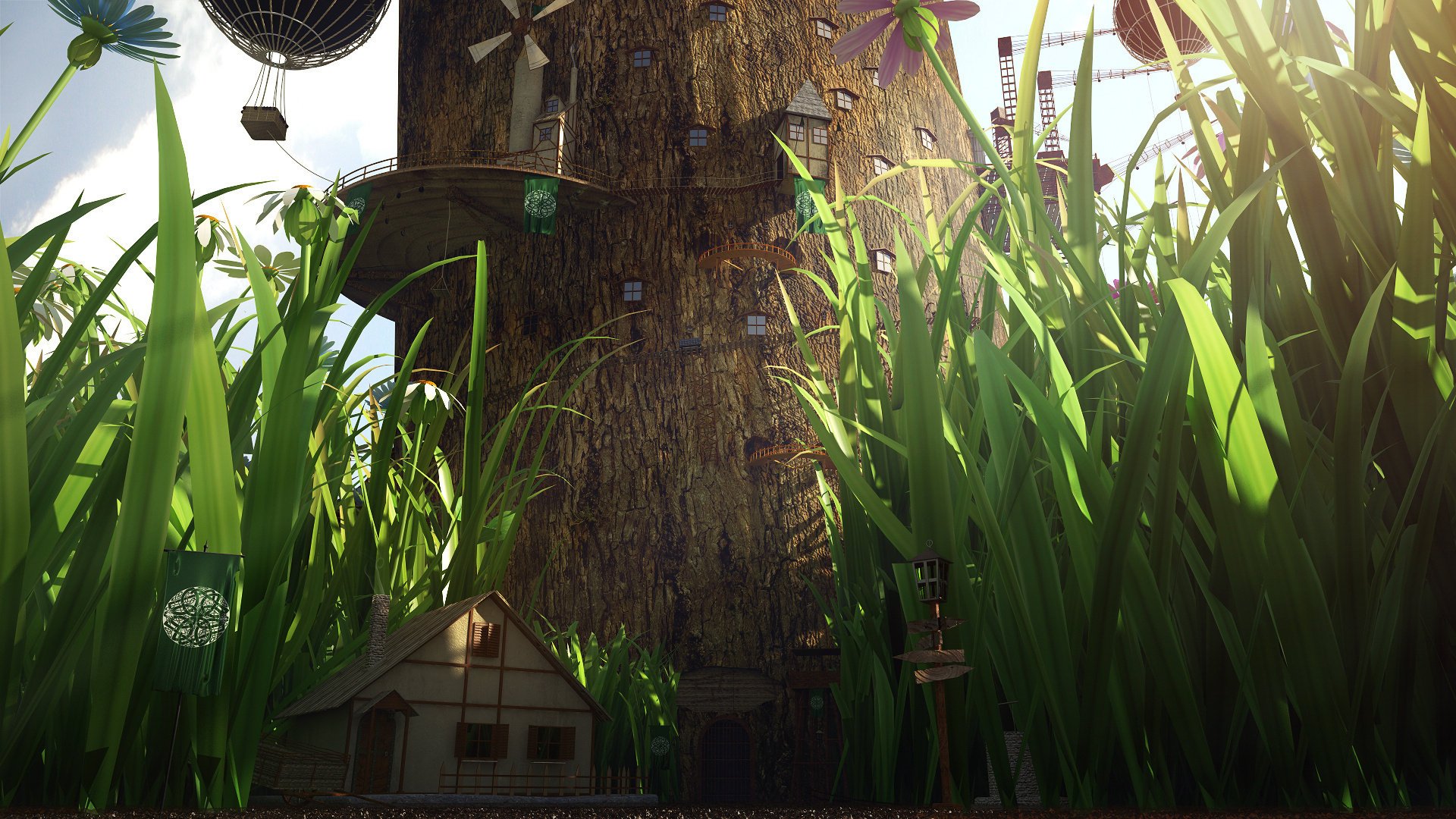 grass trunk giant tree settlement home