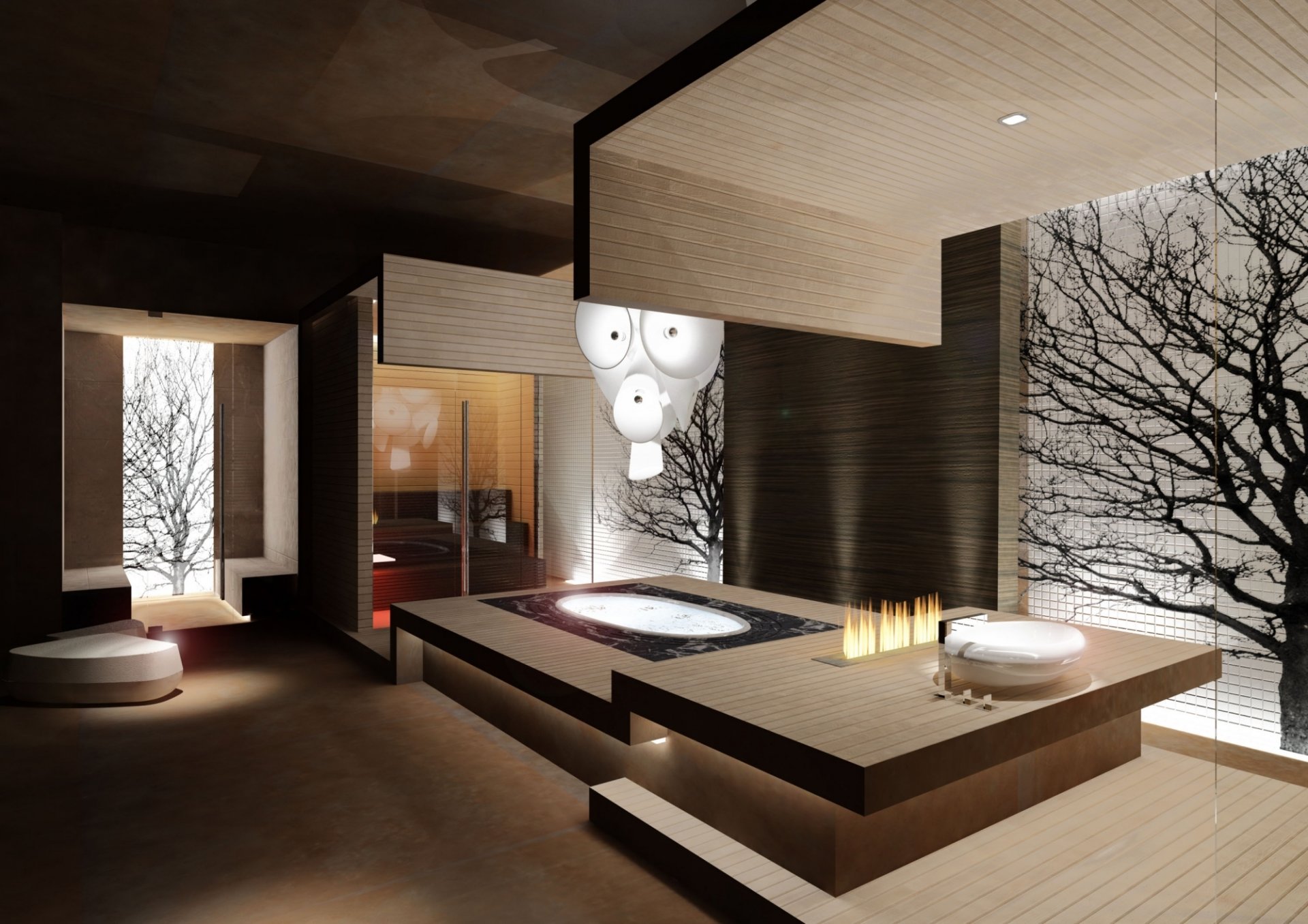 interni design bagno legno architettura progetto